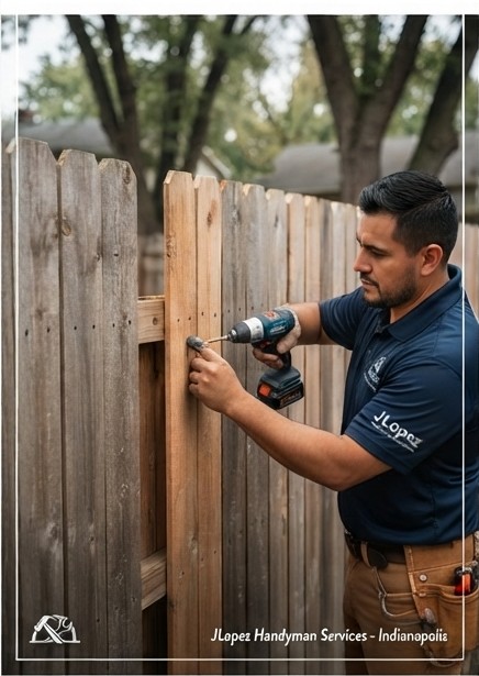JLopez crew installing a wood privacy fence in Indianapolis, IN